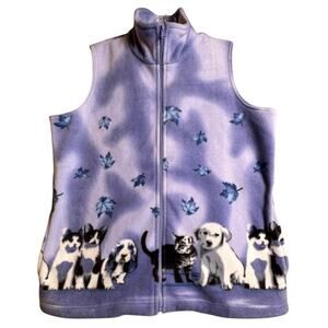 Vintage 90s Blair Women’s Sz M Fleece Cats Kittens Puppies Full Zip Vest Novelty